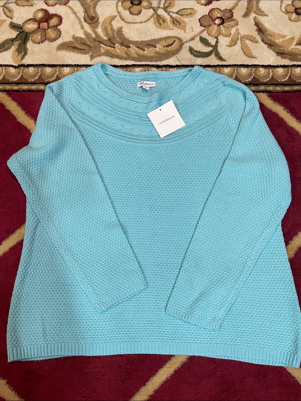 Croft&Barrow Creek Aqua Textured Crewneck Sweater